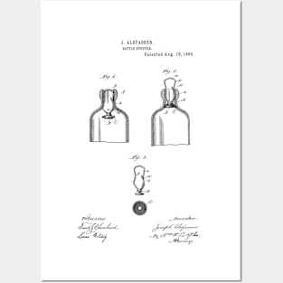 Bottle Stopper Vintage Patent Hand Drawing Posters and Art